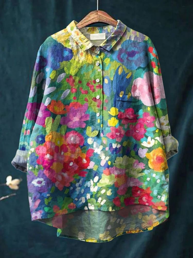 Sophia - Floral Watercolor Shirt