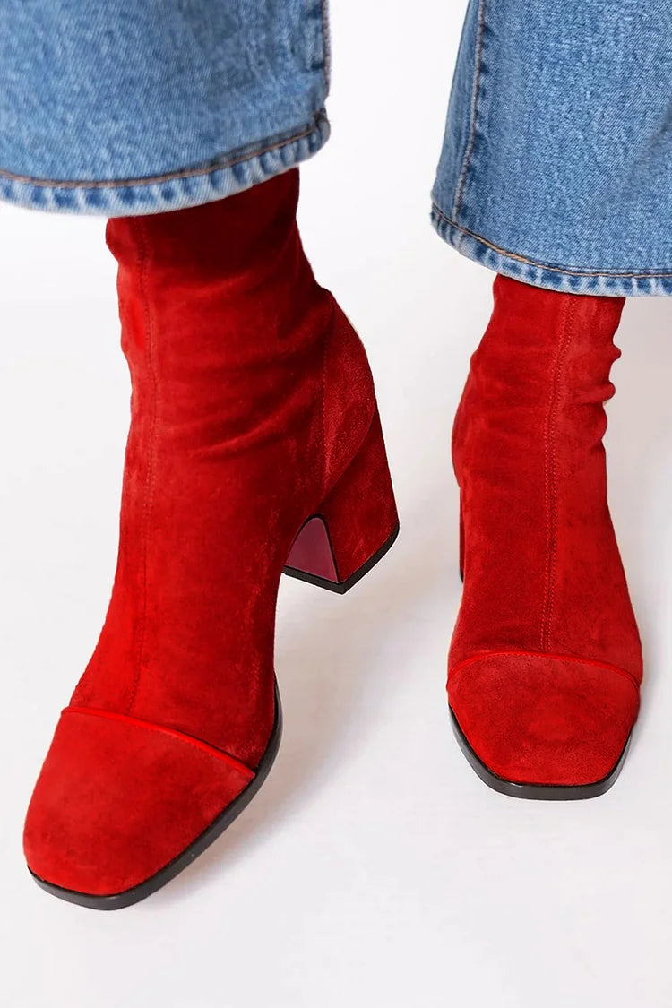 Frances - Square Toed Ankle Boot With Bold Heel