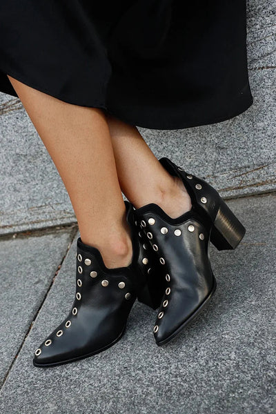 Giselle - Studded Ankle Boot With Wide Heel