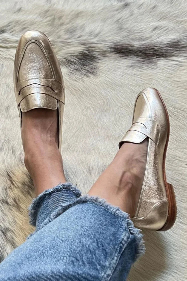 Ingrid - Shiny Light Gold Loafer