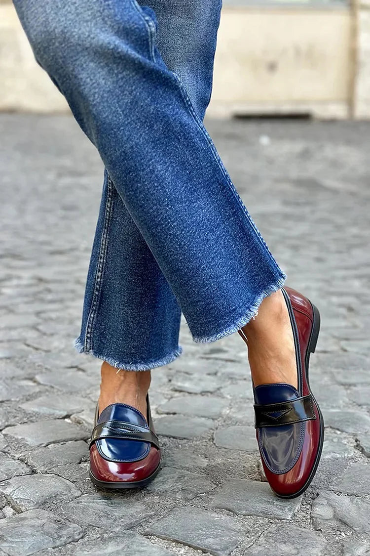 Antonia - Shiny Tricolor Loafer