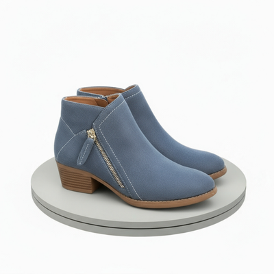 Nina - Suede Side Zipped Ankle Boots