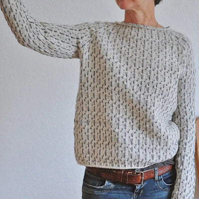 Victoria - Elegant gray sweater with boat neckline