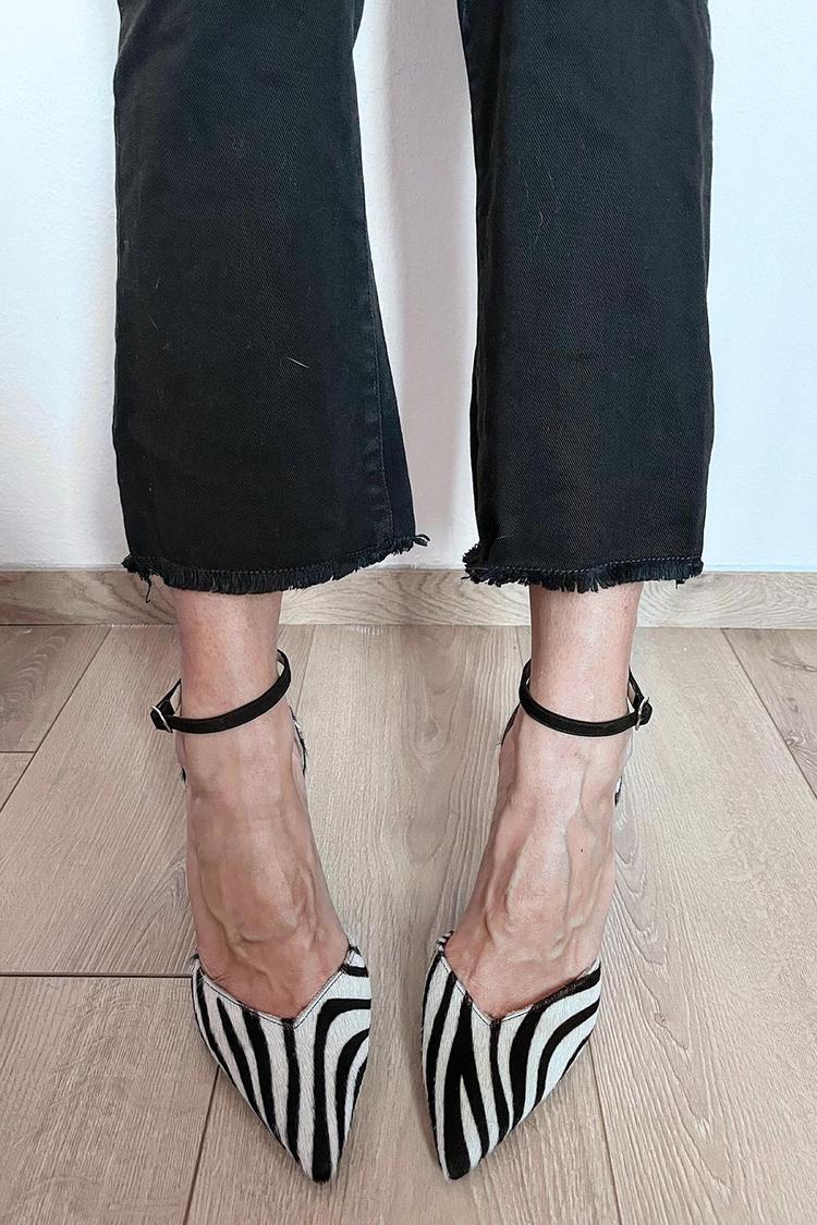 Lydia - Zebra Print Pumps With Ankle Strap