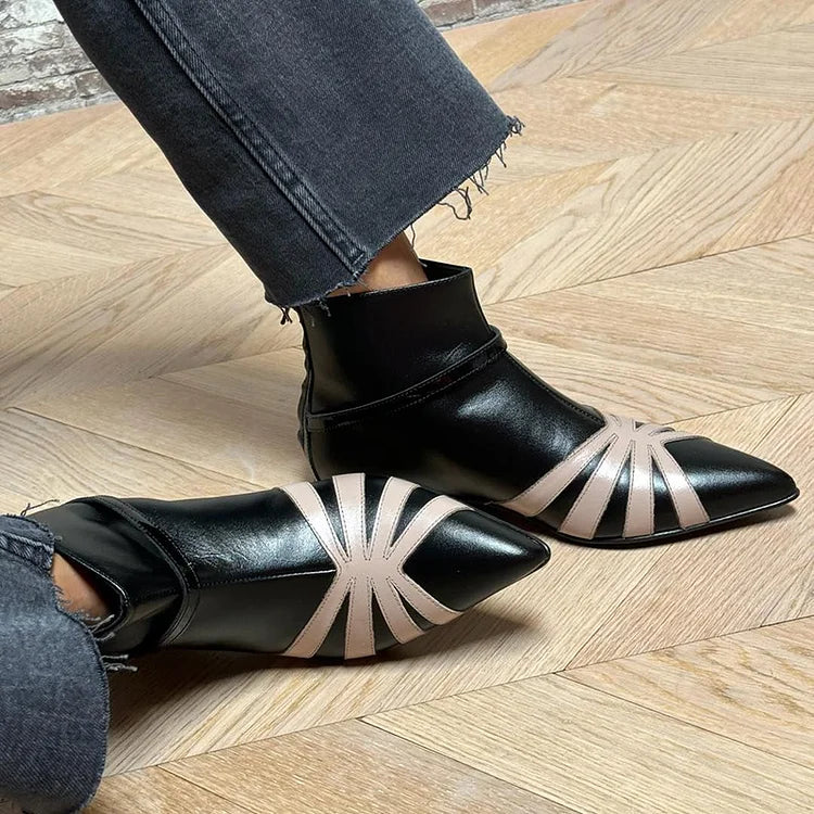 Gloria - Pointed Geometric Ankle Boot