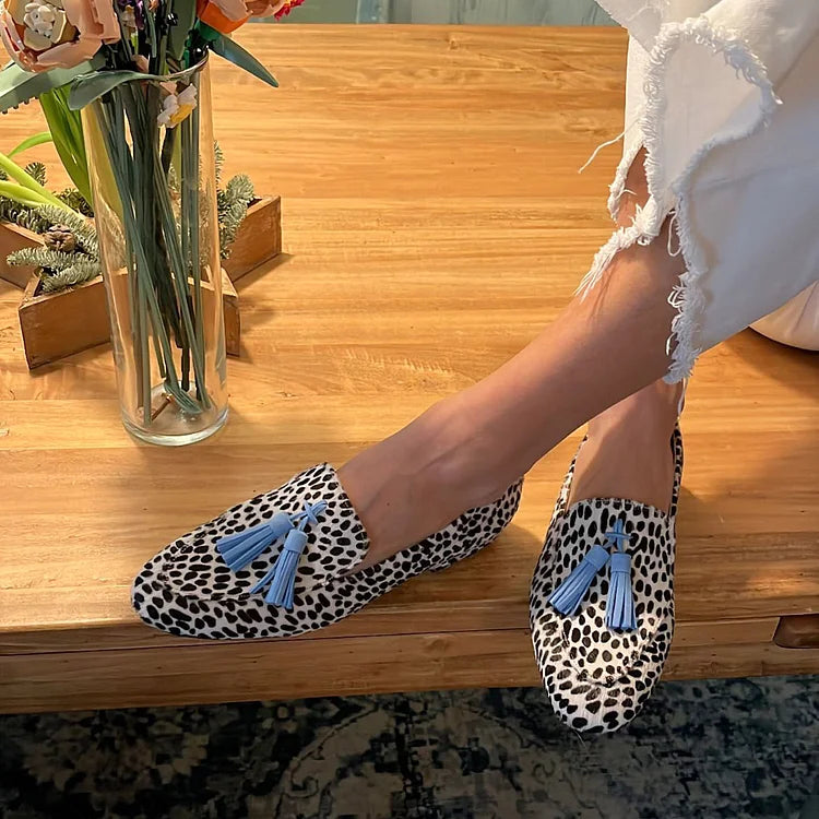 Bianca - Spotted Loafers With Blue Tassel