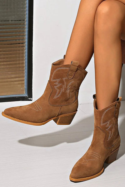 Ellie - Pointed Western Ankle Boot