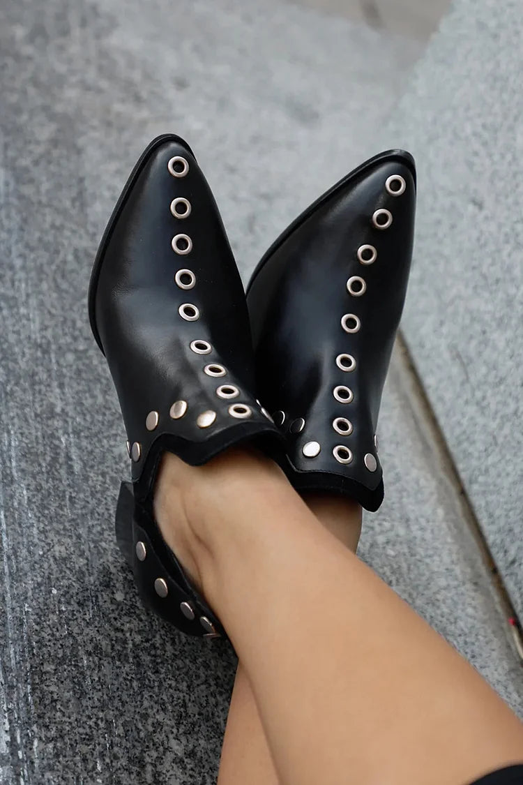Giselle - Studded Ankle Boot With Wide Heel