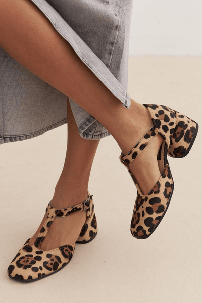 Gianna - Leopard T-Strap Block Heels