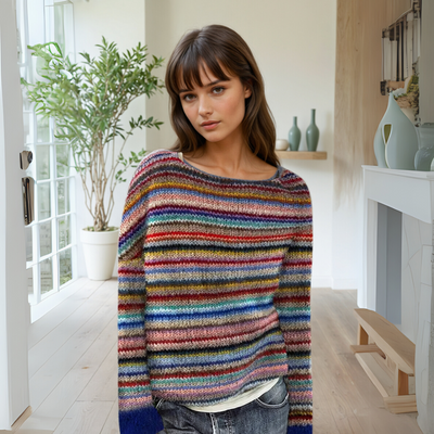 Manonin - Retro & Cozy Stripe Sweater