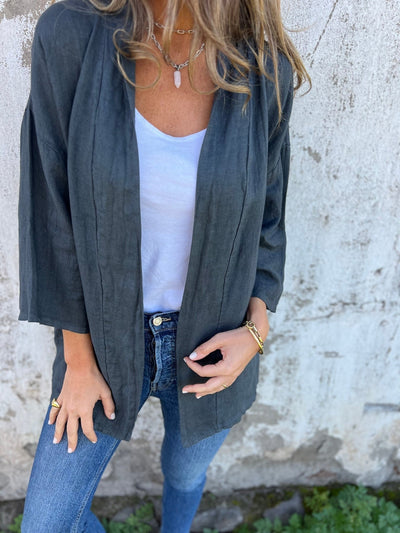 Sofie - Linen cardigan with ruffles