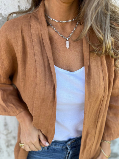 Sofie - Linen cardigan with ruffles