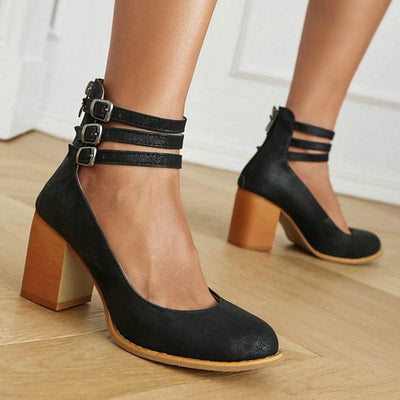 Ariana - Triple Buckle Heels