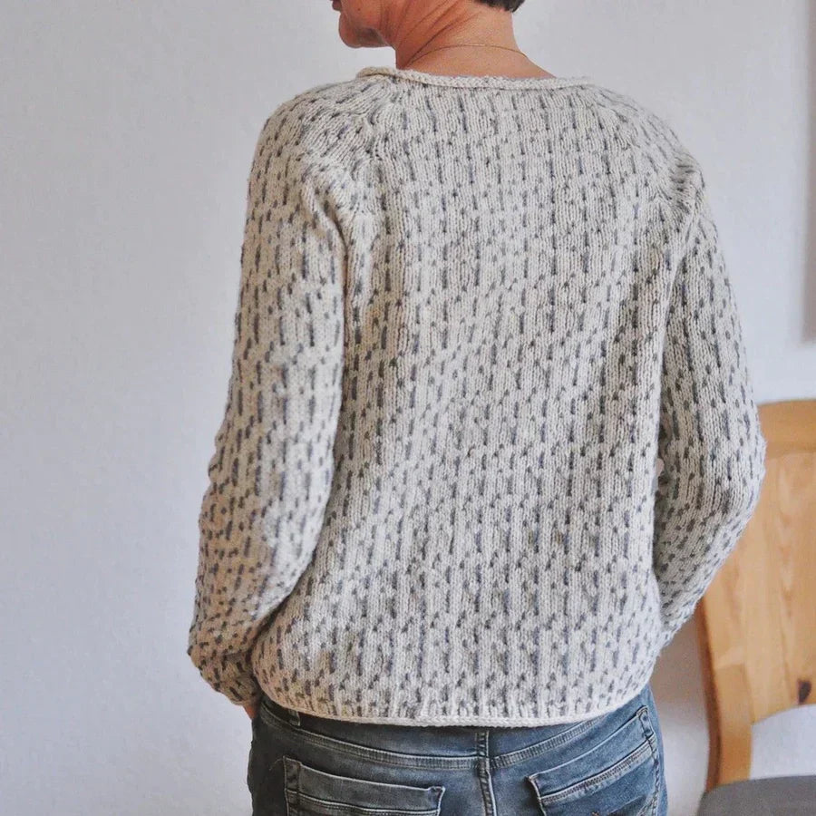 Victoria - Elegant gray sweater with boat neckline
