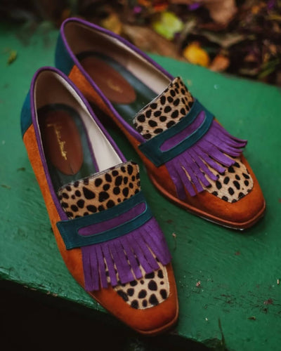 Hallie - Loafer With Fringes And Animal Print