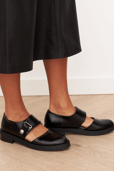 Angela - Black Buckle Loafers