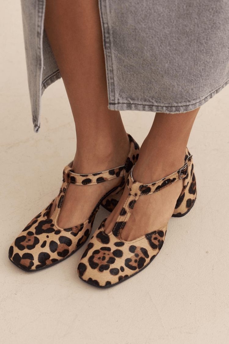 Gianna - Leopard T-Strap Block Heels