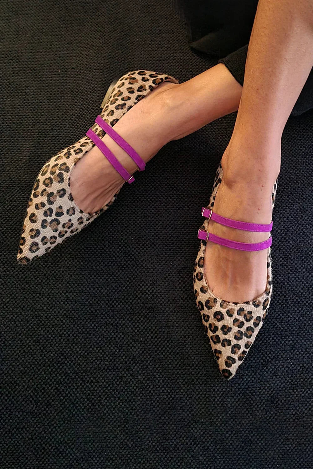 Alice - Leopard-Print Strap Flats