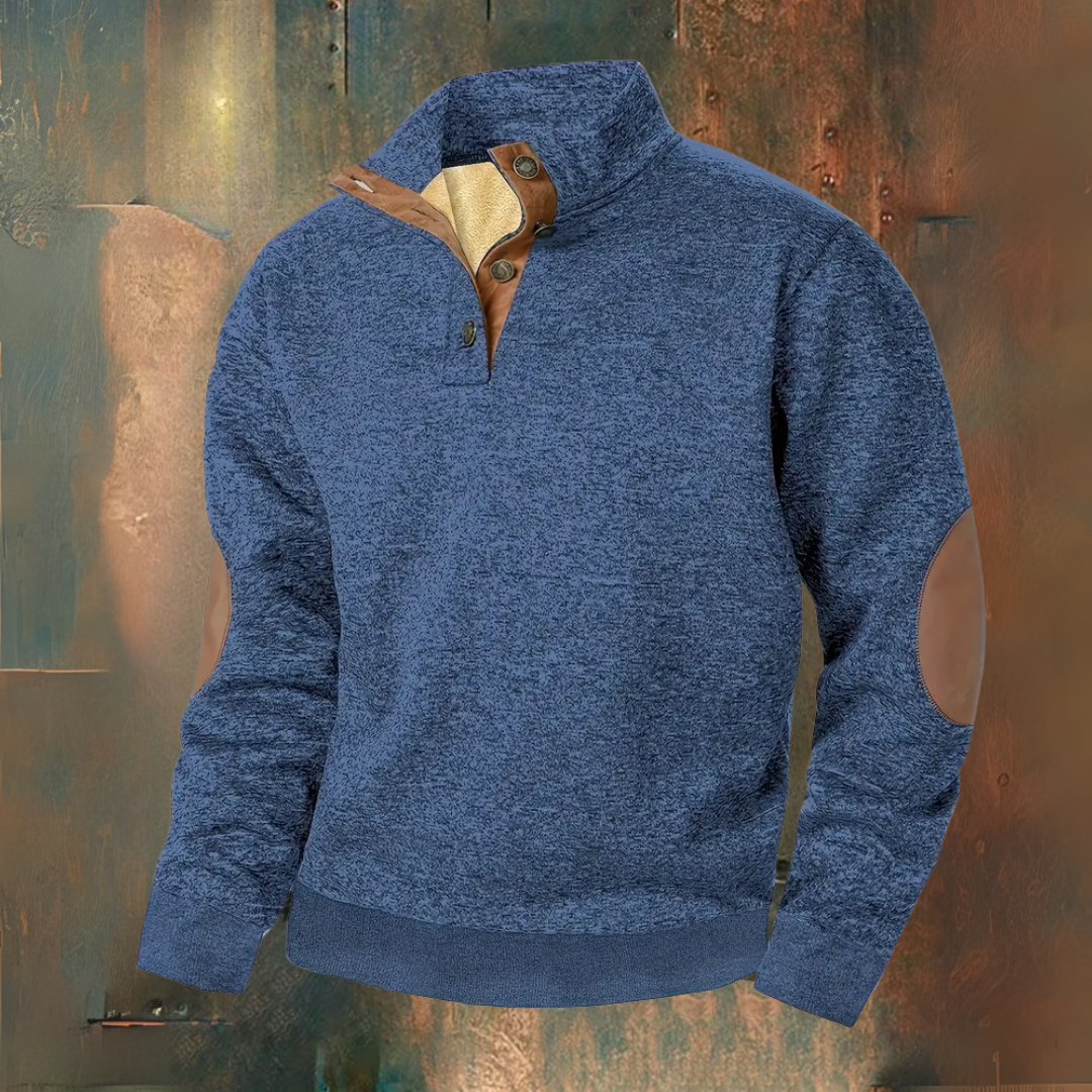 Henri - Warm fleece sweatshirt with button closure