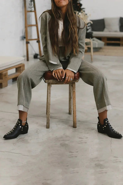 Brenda - Pointed Studded Ankle Boot