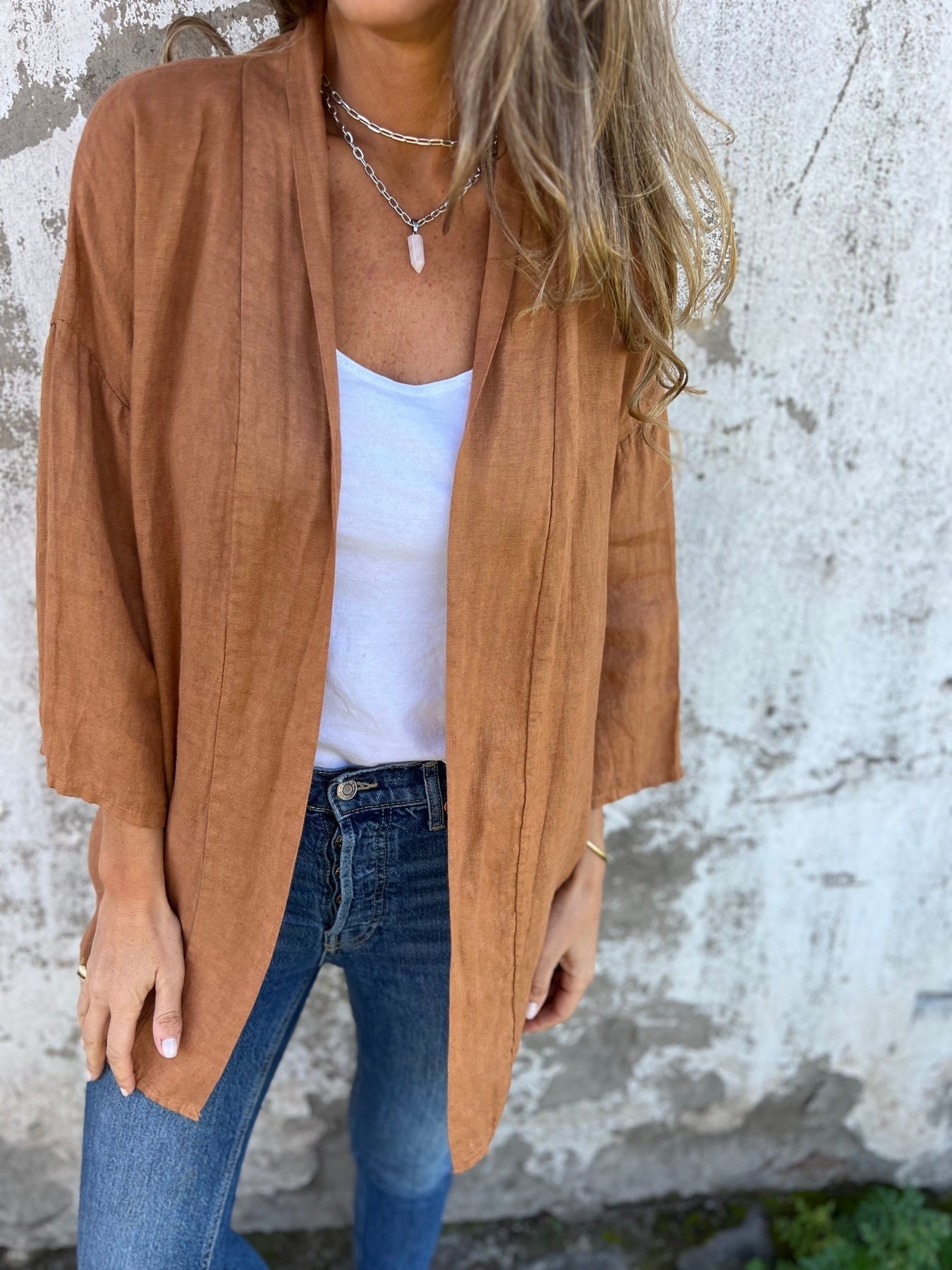 Sofie - Linen cardigan with ruffles