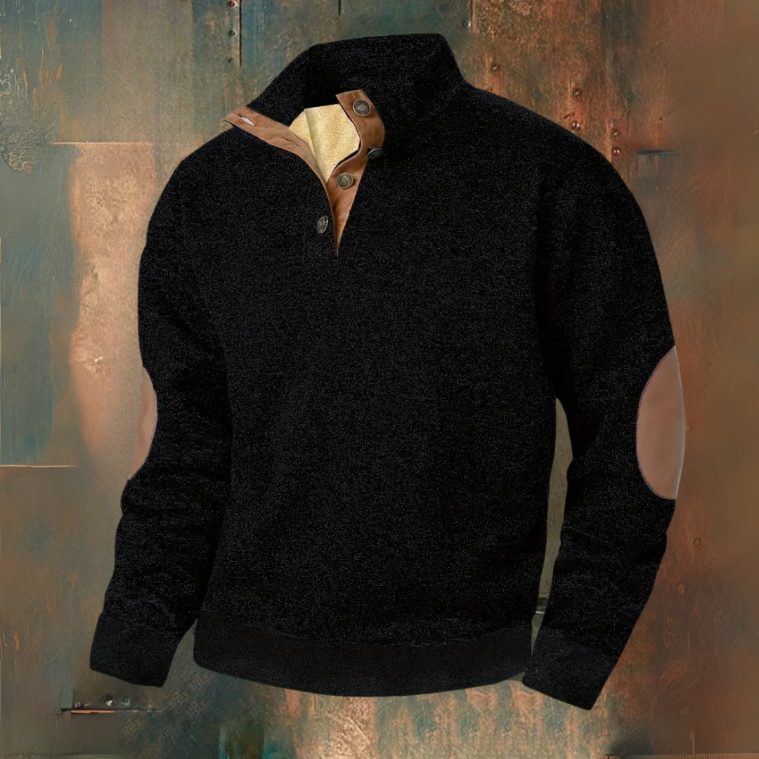 Henri - Warm fleece sweatshirt with button closure