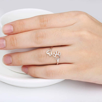 Handcrafted Paw & Heart Ring