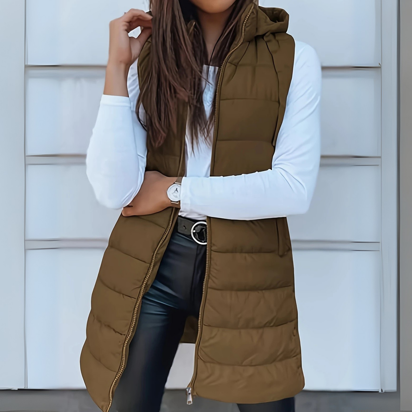 Raine - Casual Sleeveless Hood Long Puffer Vest