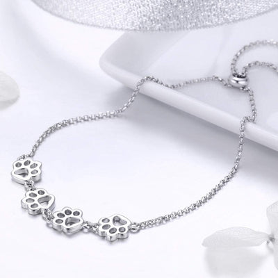 Silver Paw Print Bracelet – Adjustable Fit