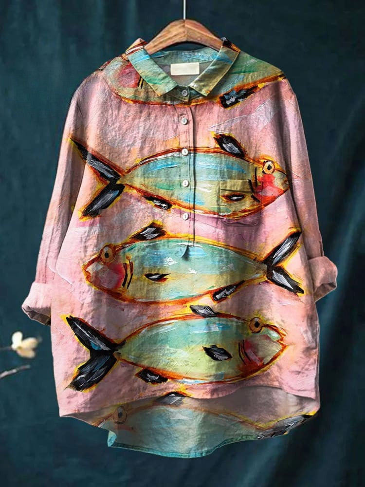 Lena - Artistic Fish Shirt