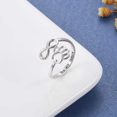 Handcrafted Paw & Heart Ring
