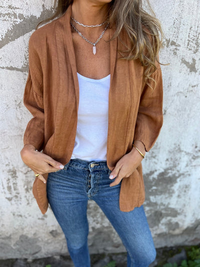 Sofie - Linen cardigan with ruffles