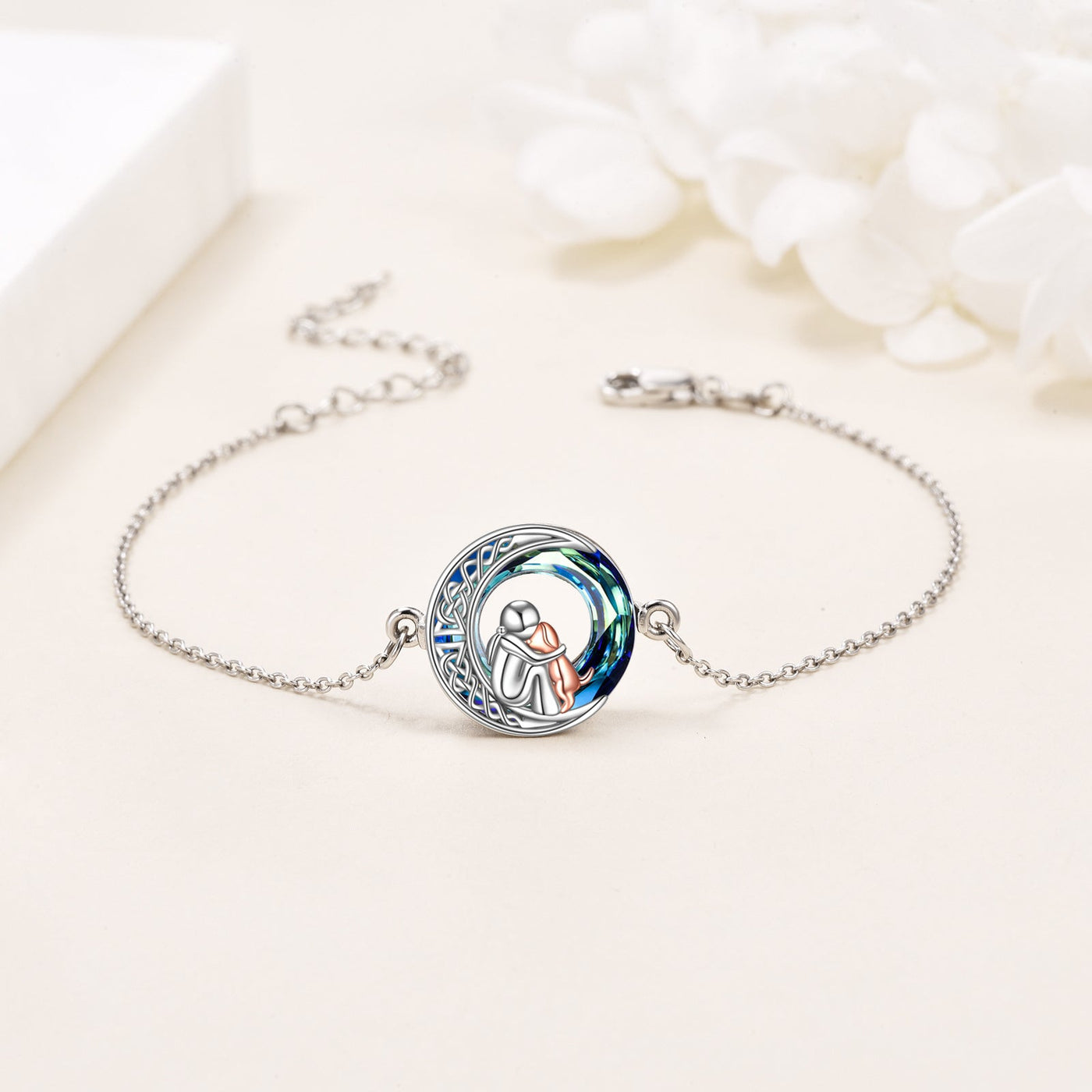 Adjustable Silver Dog Charm Bracelet
