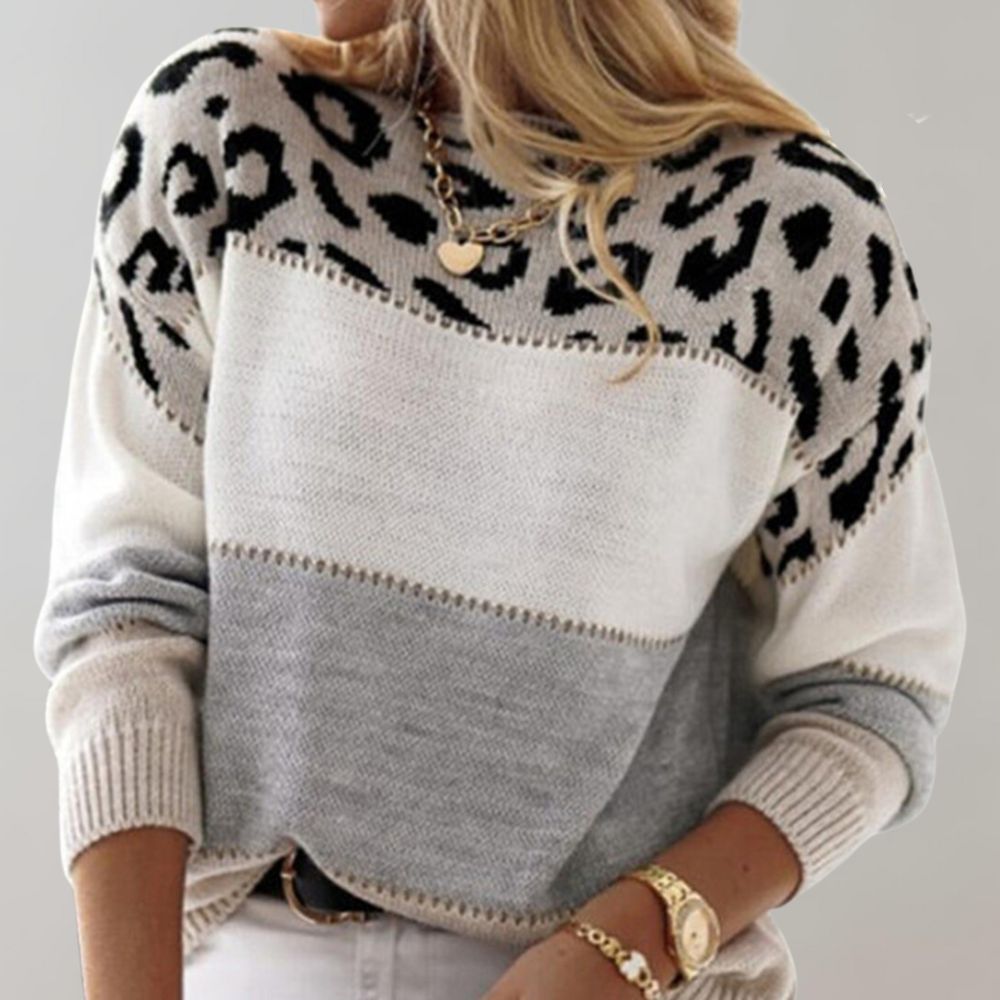 Cheyenne - Casual sweater with leopard print design