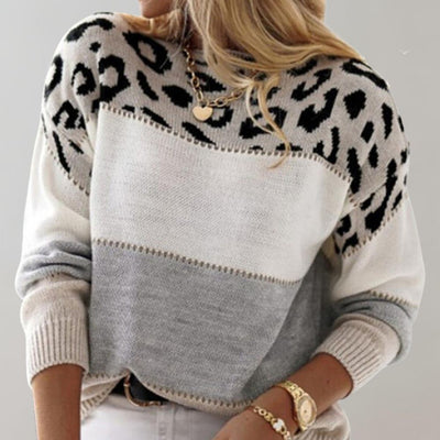 Cheyenne - Casual sweater with leopard print design