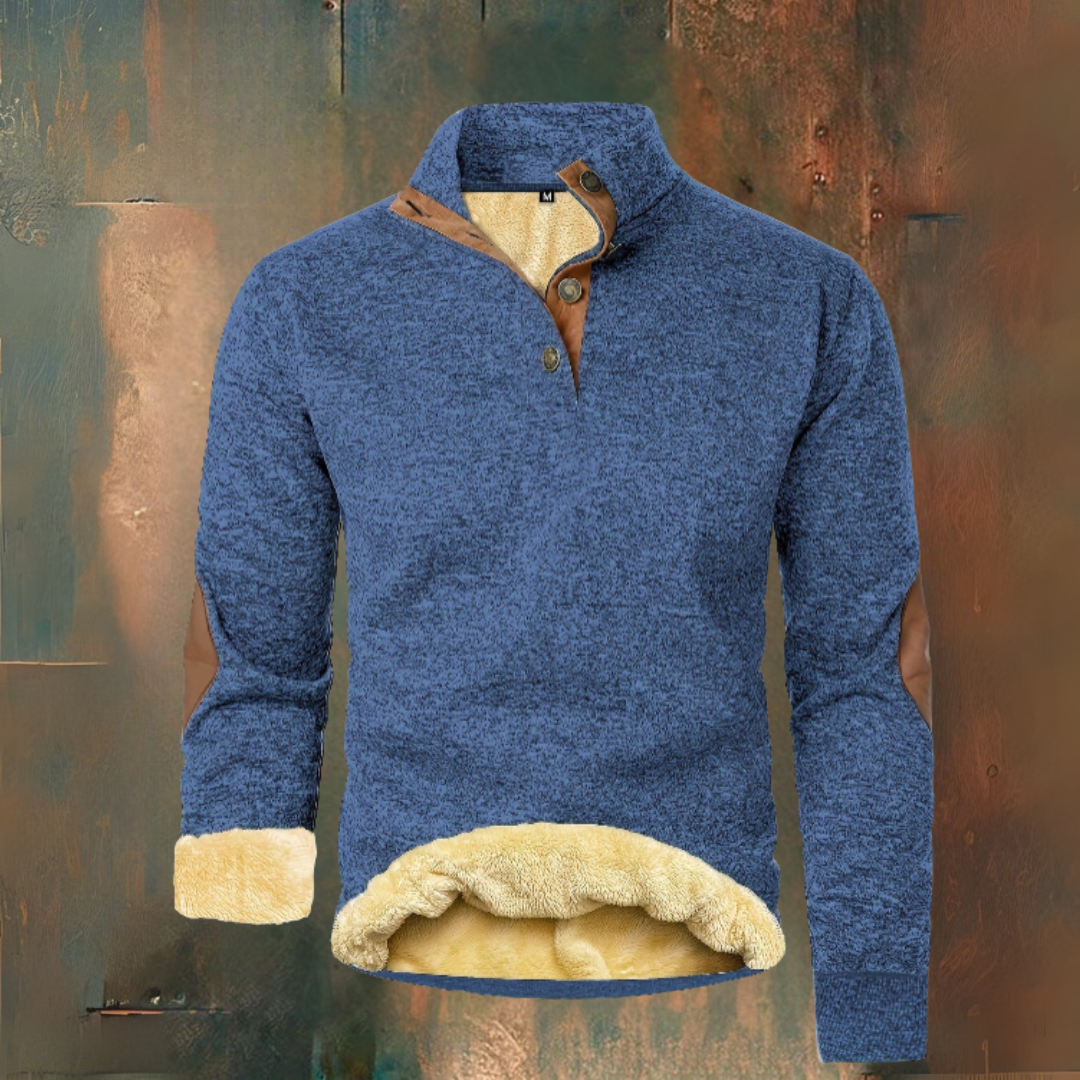 Henri - Warm fleece sweatshirt with button closure