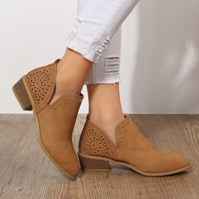 Caitlin - Low Cut Perforated Ankle Boot