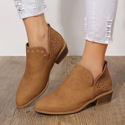 Caitlin - Low Cut Perforated Ankle Boot