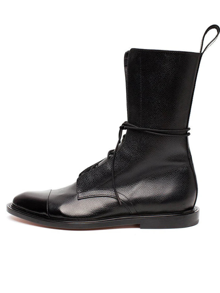 VICTORIA POLISHED LACE-UP BOOTS