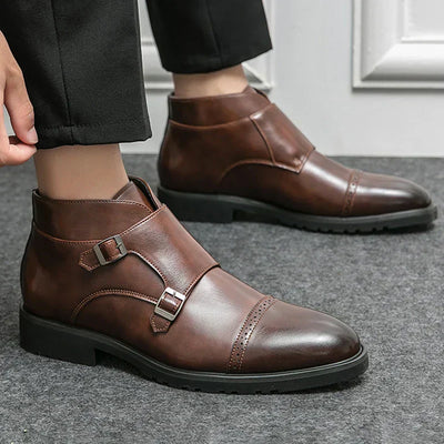 Darell - Double Monk Strap Leather Boots