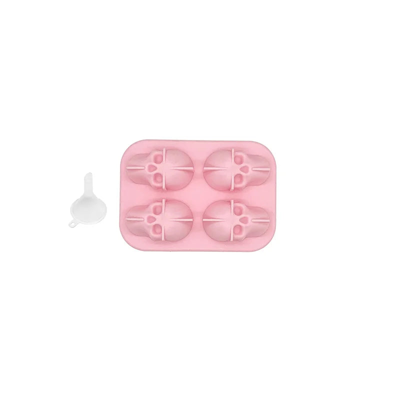 4 Cavity Silicone Skull Ice Mold Tray