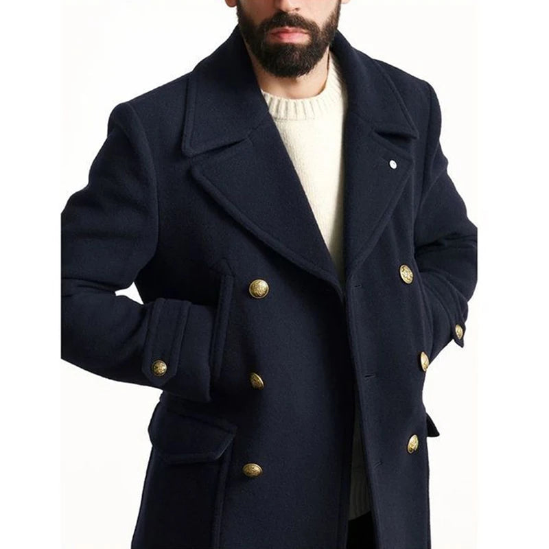 Blake - Button-up Lapel Woolen Coat