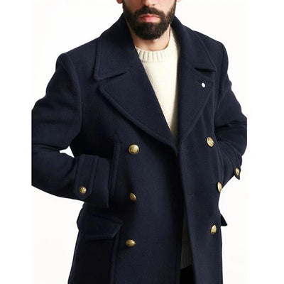 Blake - Button-up Lapel Woolen Coat