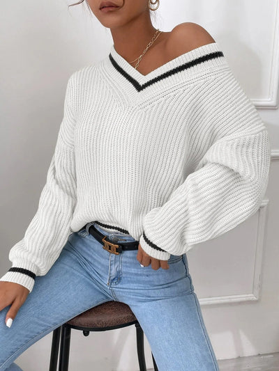 Marina - Stripe waffle knit sweater