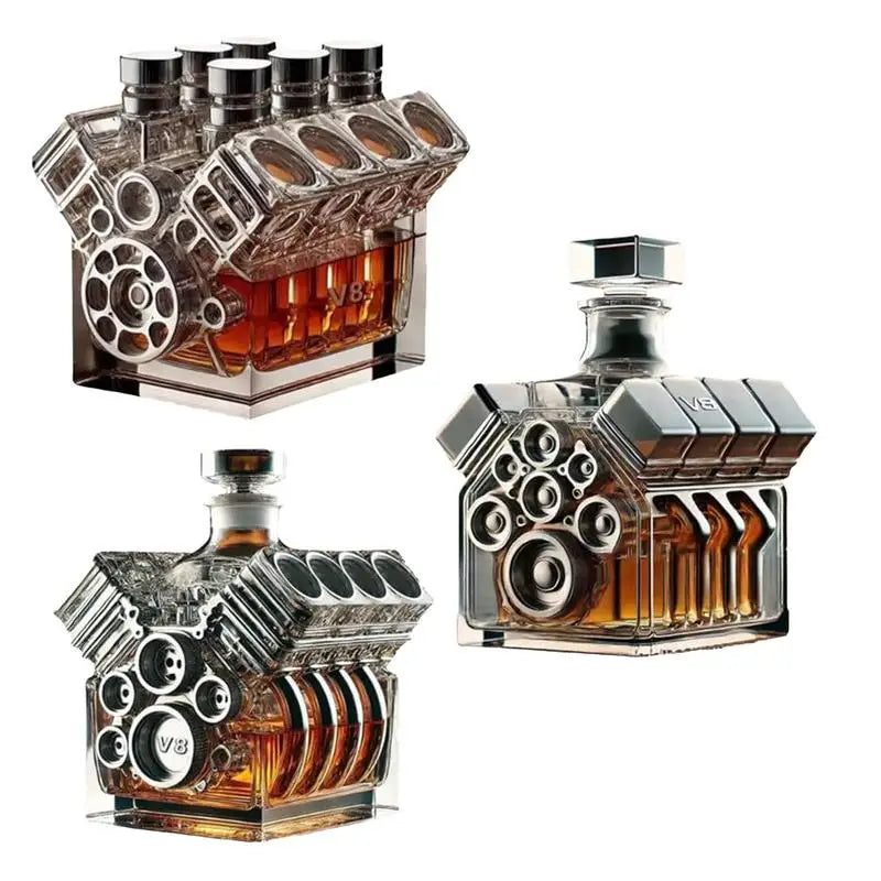 V8 Engines Shape Whiskey Bottle