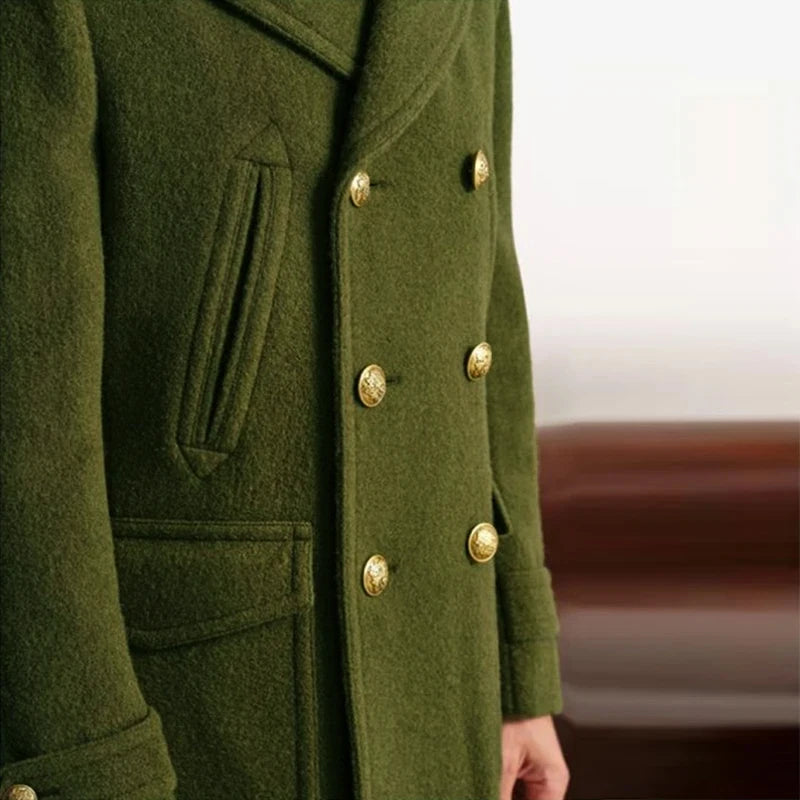 Blake - Button-up Lapel Woolen Coat