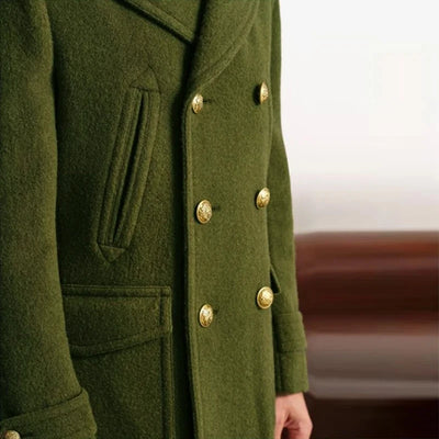 Blake - Button-up Lapel Woolen Coat