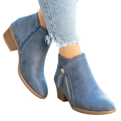 Nina - Suede Side Zipped Ankle Boots