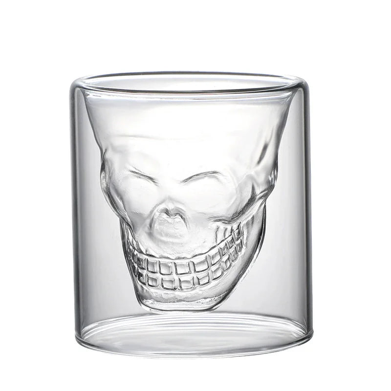 Skull Double Bottom Mug Glass Cup
