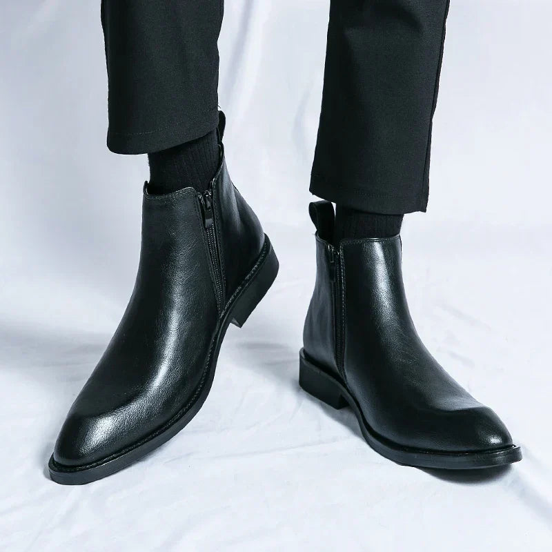 Cooper - Leather Chelsea Boots with Zipper